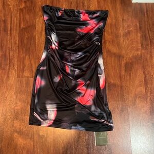 NWT size large blacks and pink strapless amazon mini dress